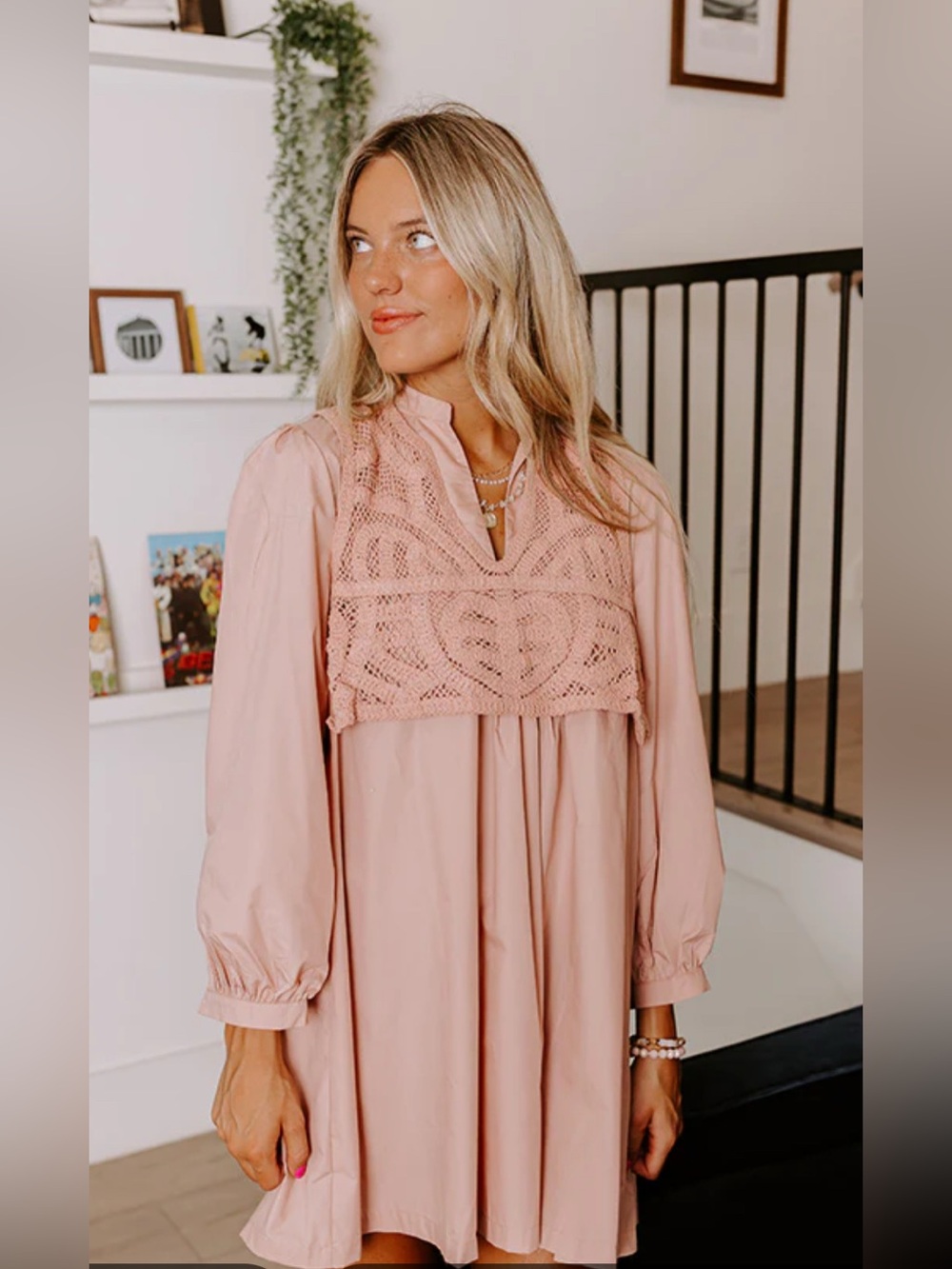 AnnieWear Blush Beige Crochet Vest Tunic Small Dress. 3595